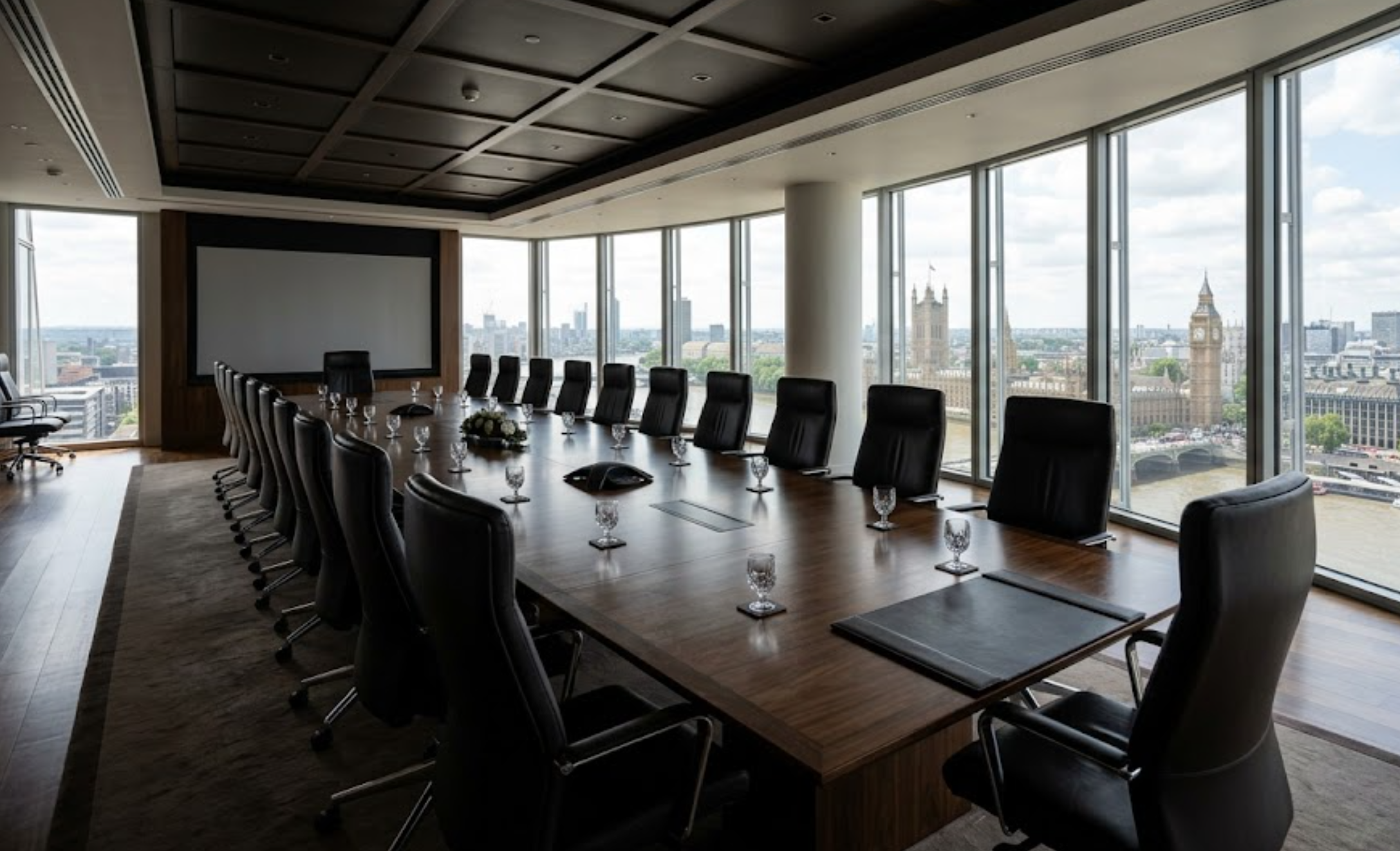 Empty boardroom representing corporate governance failure and lack of executive accountability and board governance failures.