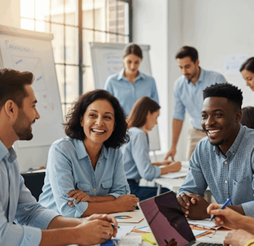 Image of engaged coworkers involved in ethics training.
