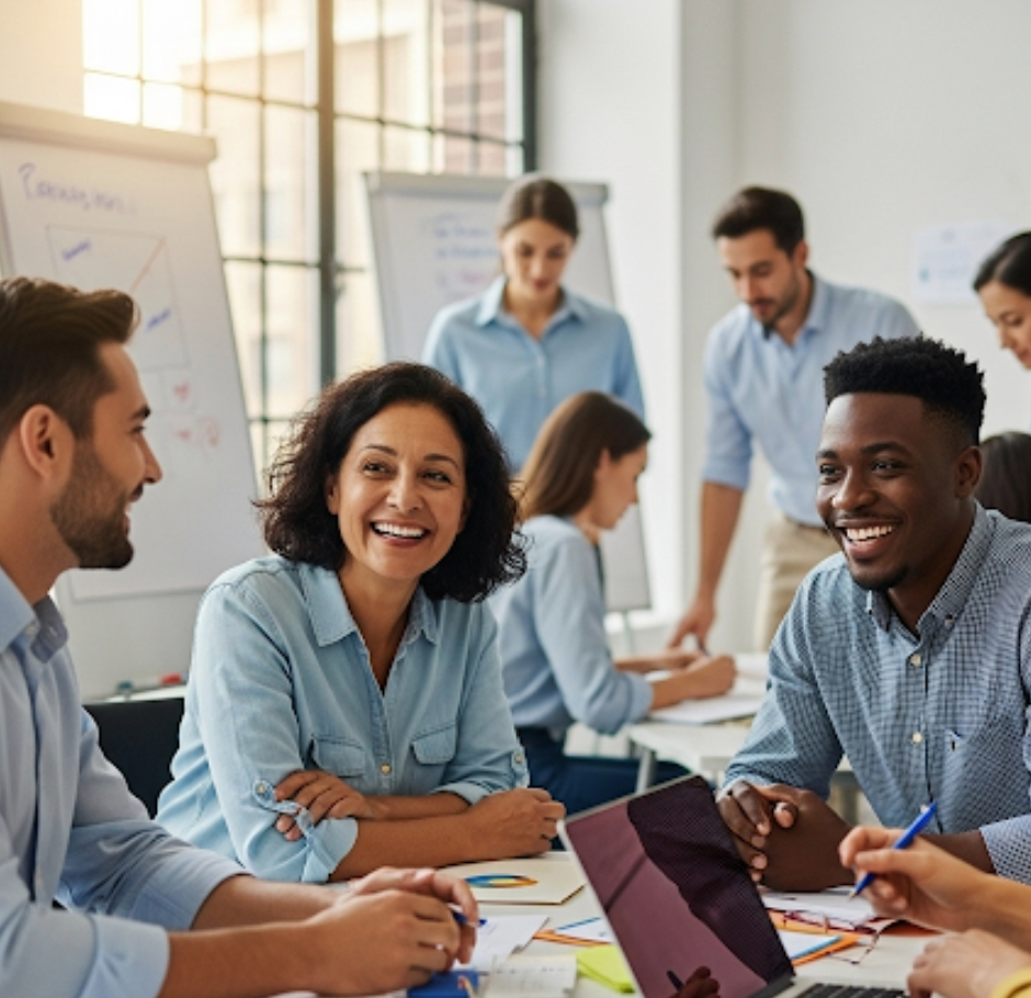 Image of engaged coworkers involved in ethics training.